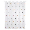 Dots Polyester Fabric Shower Curtain Multicolor Pom Poms on White 70"x72"