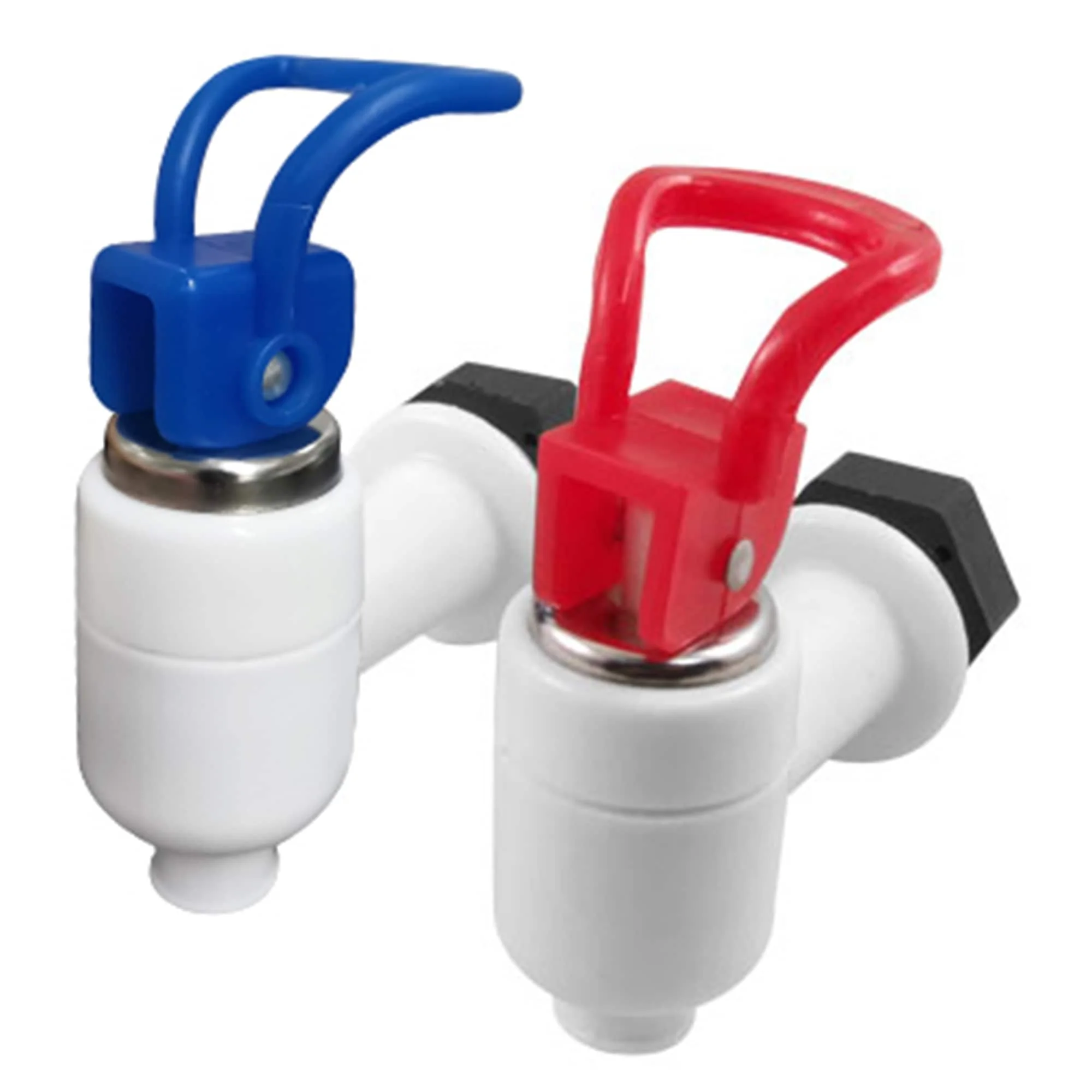 2 Pcs Red Blue White Plastic Push Handle Water Dispenser Tap - Blue,Red,White