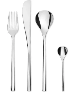Alessi "MU" Stainless Steel Dishwasher safe 24Pcs Flatware Set, Mirror Polished