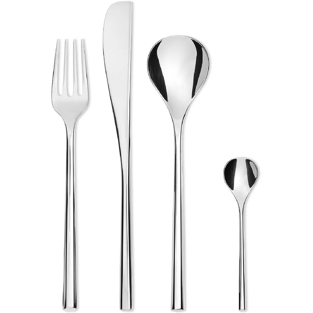 Alessi "MU" Stainless Steel Dishwasher safe 24Pcs Flatware Set, Mirror Polished