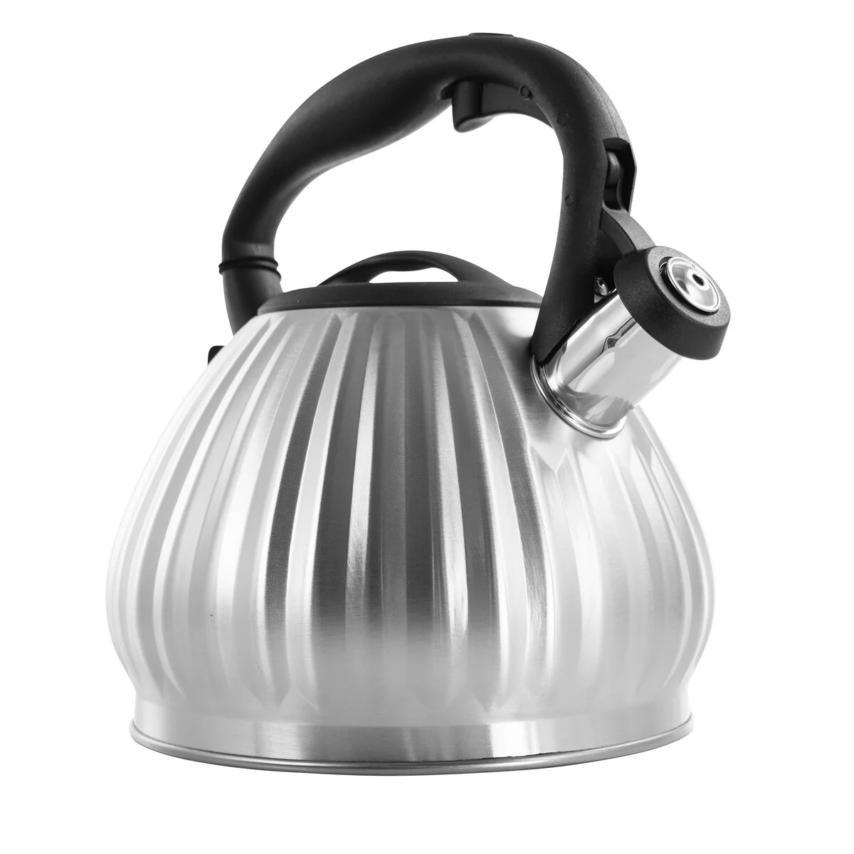 2.5 Quart Stainless Steel Round Silver Whistling Tea Kettle