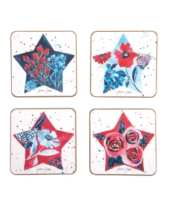 Fourth Of July Coaster Set, Set of 4 - Red - Set of 4