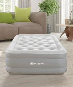 Beautyrest Sky Rise Raised Air Mattress with External Pump - Inflatable Bed with Edge Support, Puncture-Resistant Vinyl