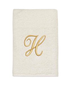 Avanti Linens Ivory/Gold Script Monogram Hand Towel Letter H - Hand Towel