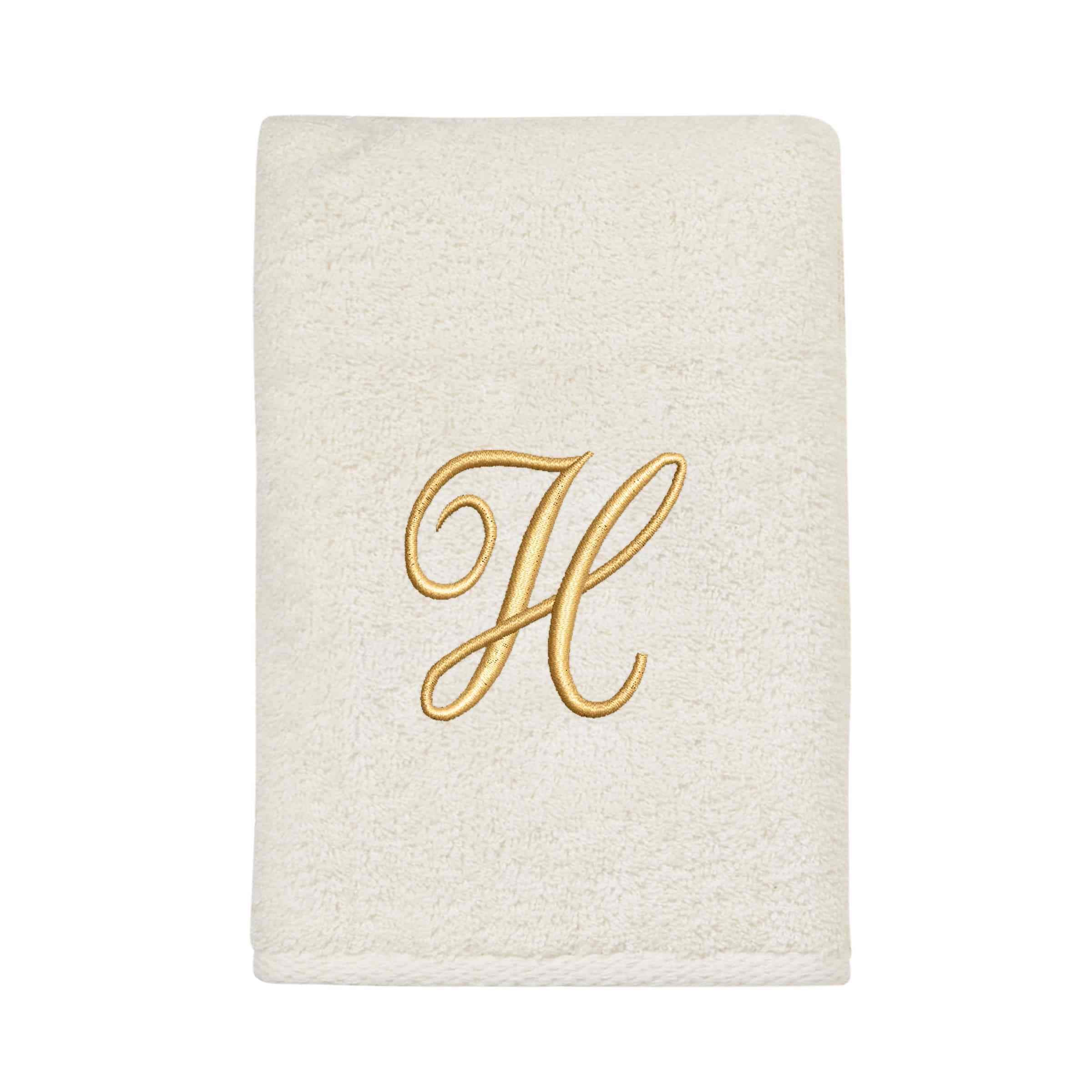 Avanti Linens Ivory/Gold Script Monogram Hand Towel Letter H - Hand Towel