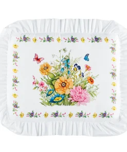 Colorful Poppy and Butterflies Ruffled Edge Pillow Sham