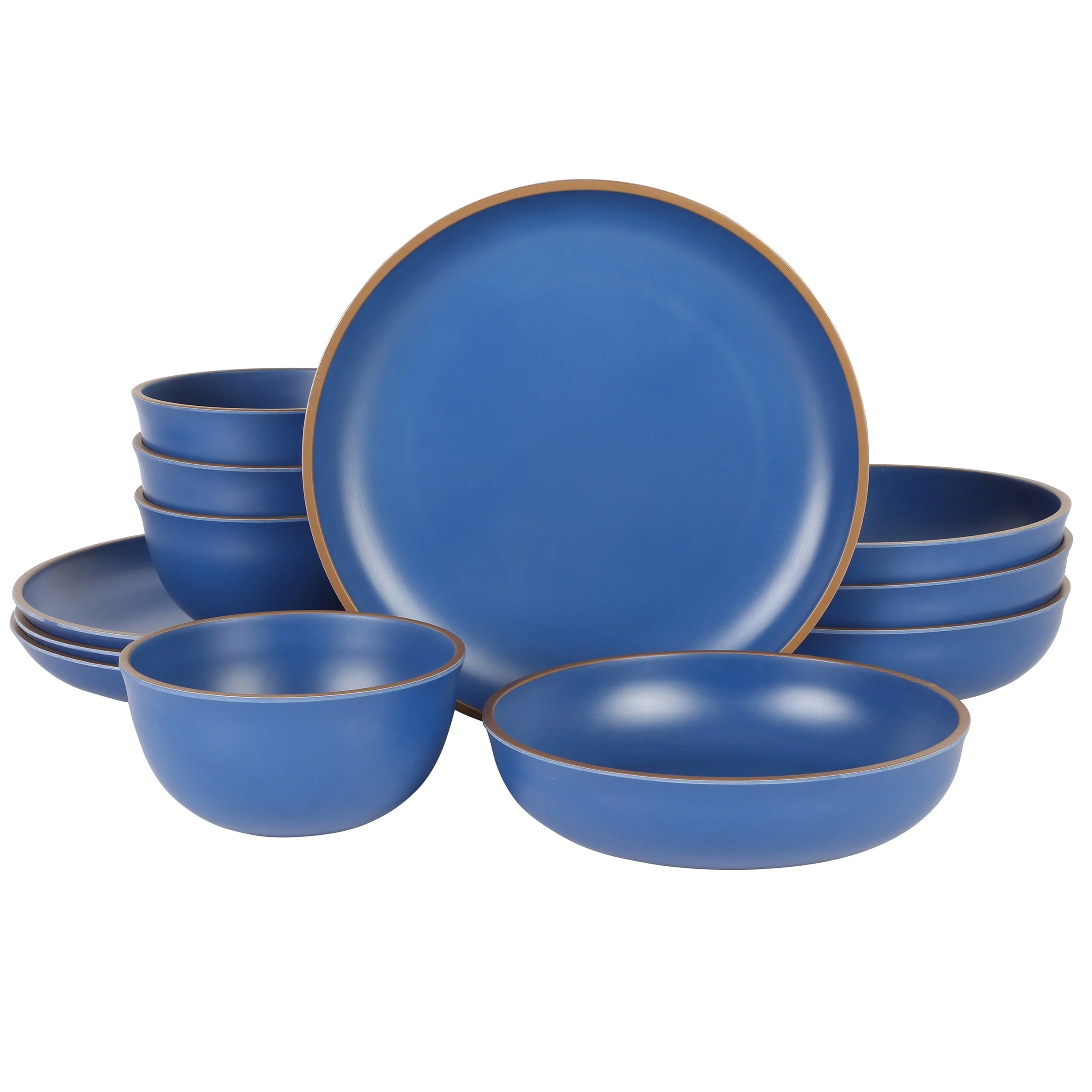 12 Piece Double Bowl Malemine Dinnerware Set