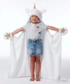 Bearpaw Kids Unicorn White Plush Hooded Throw
