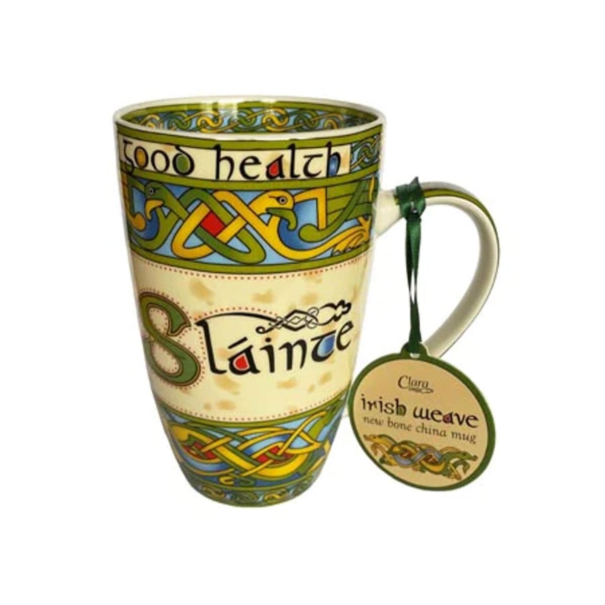 14oz Multi-Color Irish "Slainte "Good Health Bone China Mug Perfect Gift for Tea or Coffee Lovers