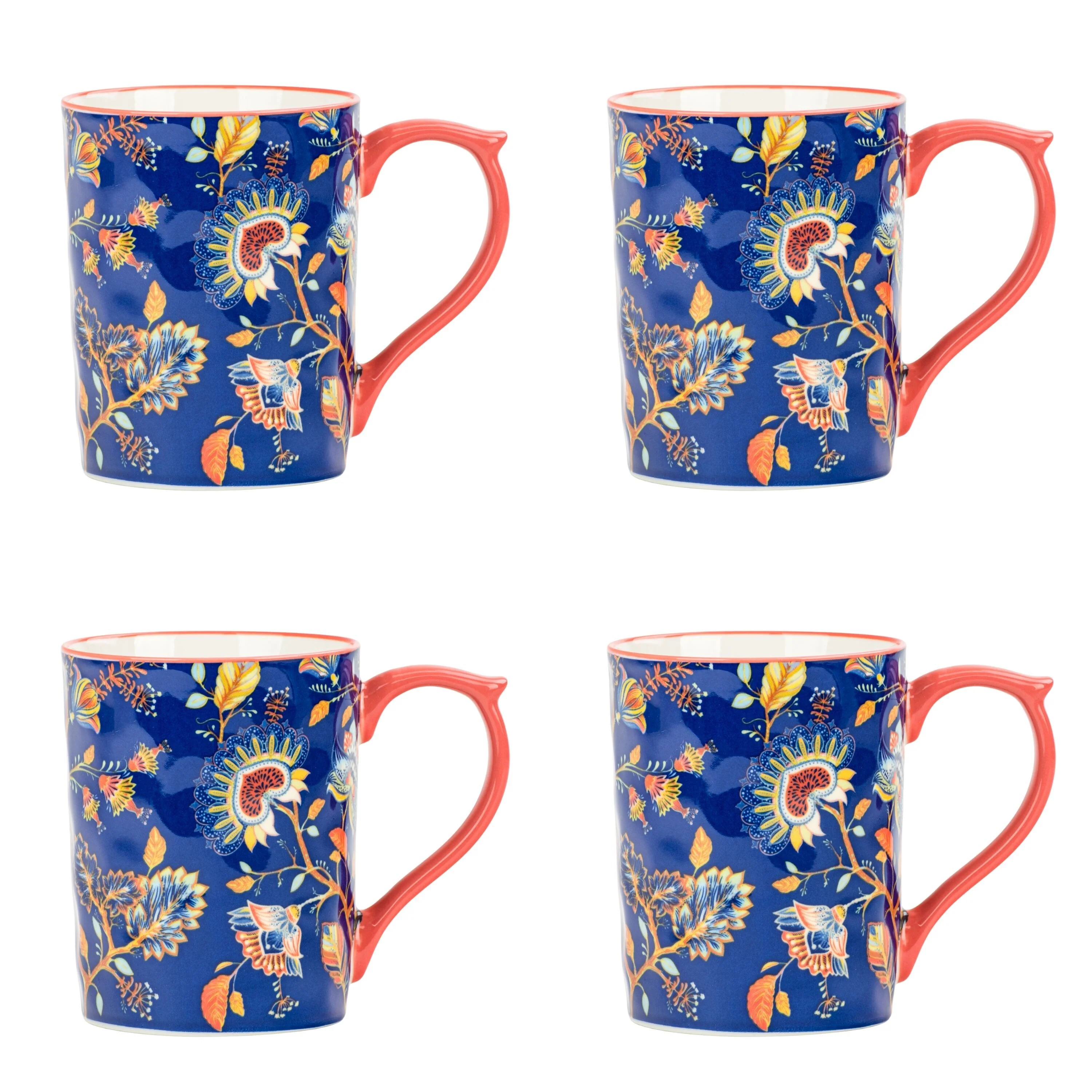 10 Strawberry Street Sylvie Flora Mugs, Set of 4