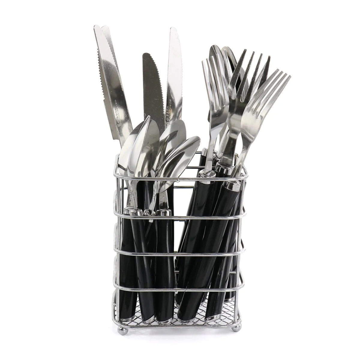 16 Piece Flatware Set in Metal Caddy