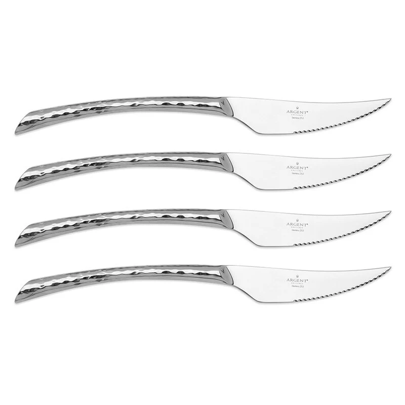 Argent Orfèvres™ Olivia Hammered - 4 Piece Steak Knife Set, Forged 18/10