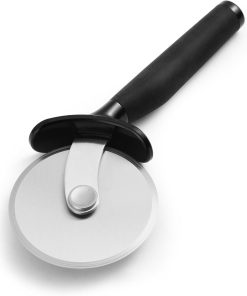 KitchenAid Classic Pizza Wheel with Sharp Blade For Cutting Through Crusts, Pies and More, Built In Finger Guard for Safety and Comfort Grip to Protect Fingers, Dishwasher Safe, 9-Inch, Black
