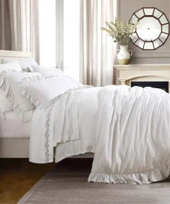Lily Washed Linen Duvet, King White