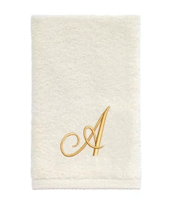 Avanti Linens Ivory/Gold Script Monogram Fingertip Towel Letter A - Fingertip Towel
