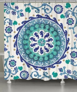 Laural Home Coastal Medallion Shower Curtain