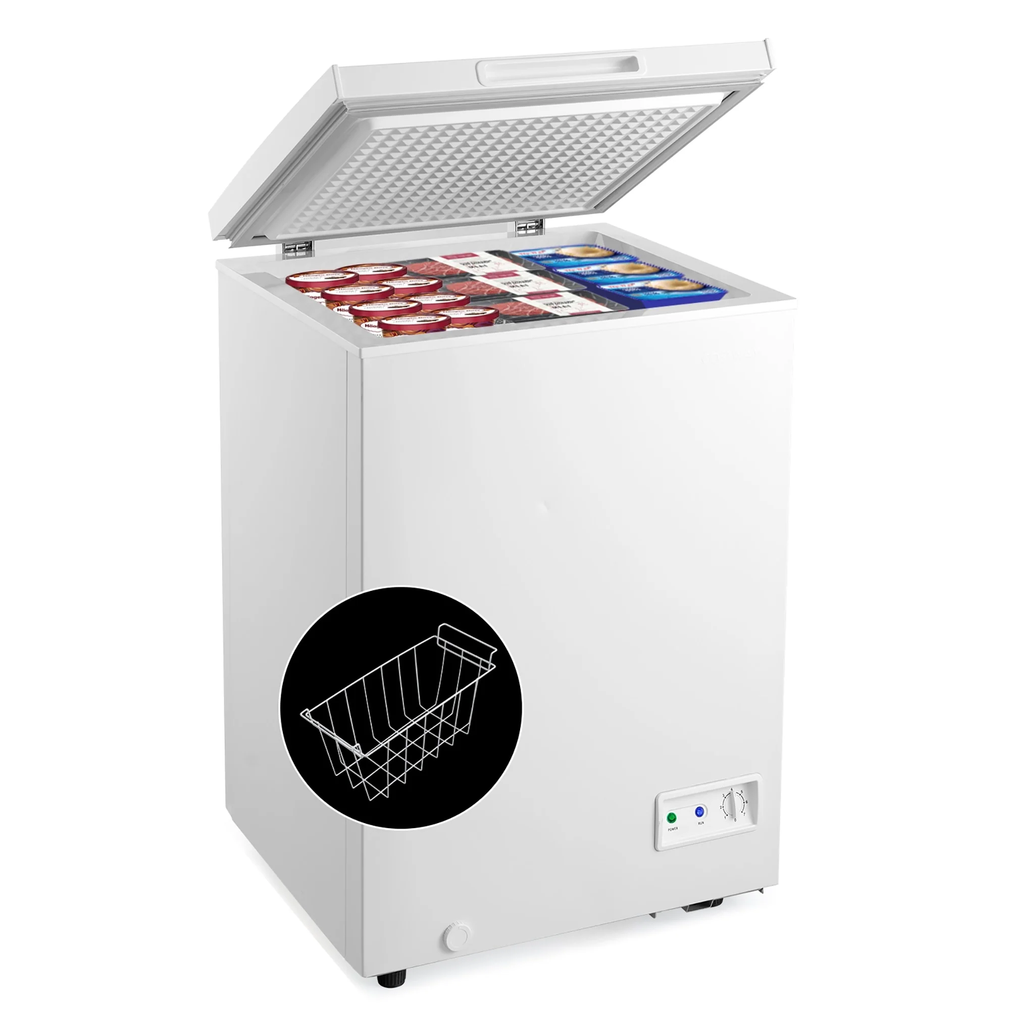 Costway 3.5 Cubic Feet Chest Freezer w/Removable Storage Basket Deep - See Details