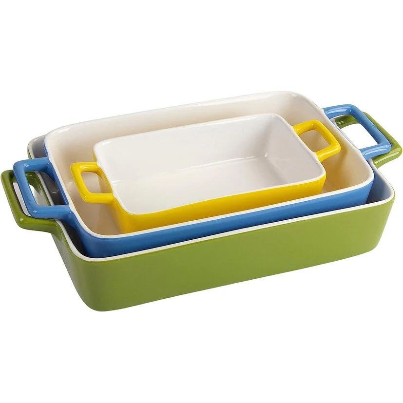 10 Strawberry Street Nested 3pc Bakeware Set with Handles, Mixed Colors