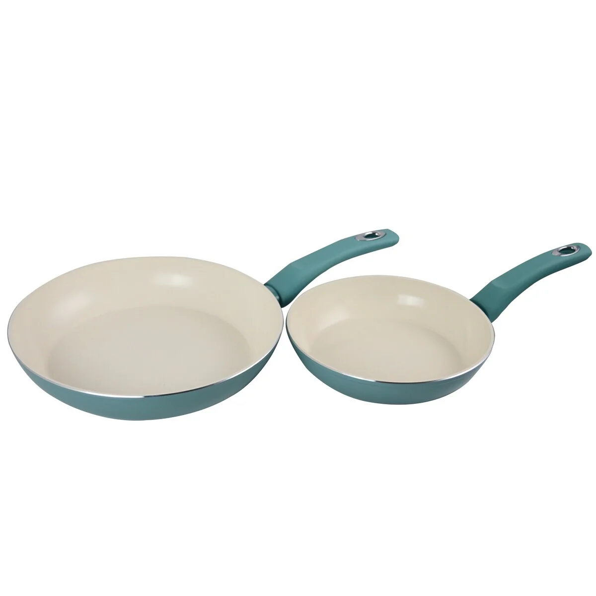 Gibson Home Plaza Cafe 2 Piece Aluminum Frying Pan Set with Soft Touch Handles in Sky Blue