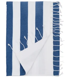 100-percent Turkish Cotton 60-inch Blue Stripe Deck Beach Towel