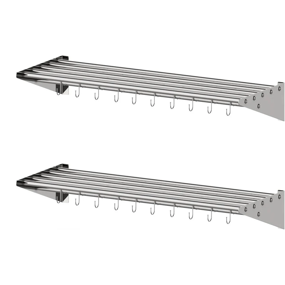 2 Pack Stainless Steel Hanging Rack with Hooks