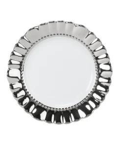 10 Strawberry Street Silvertone Scalloped Salad Plate (Pack of 6)