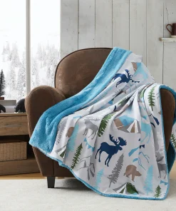 Bearpaw Kids Camp Creek Grey Brushed Twill Fur Throw