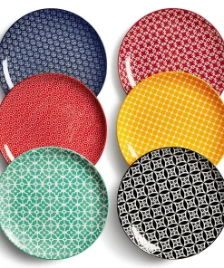 DOWAN 8.5 Inch Ceramic Dinner Plates, Porcelain Pasta Salad Plate Set