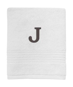 Avanti Linens Wht/Gry Block Monogram Hand Towel - Hand Towel
