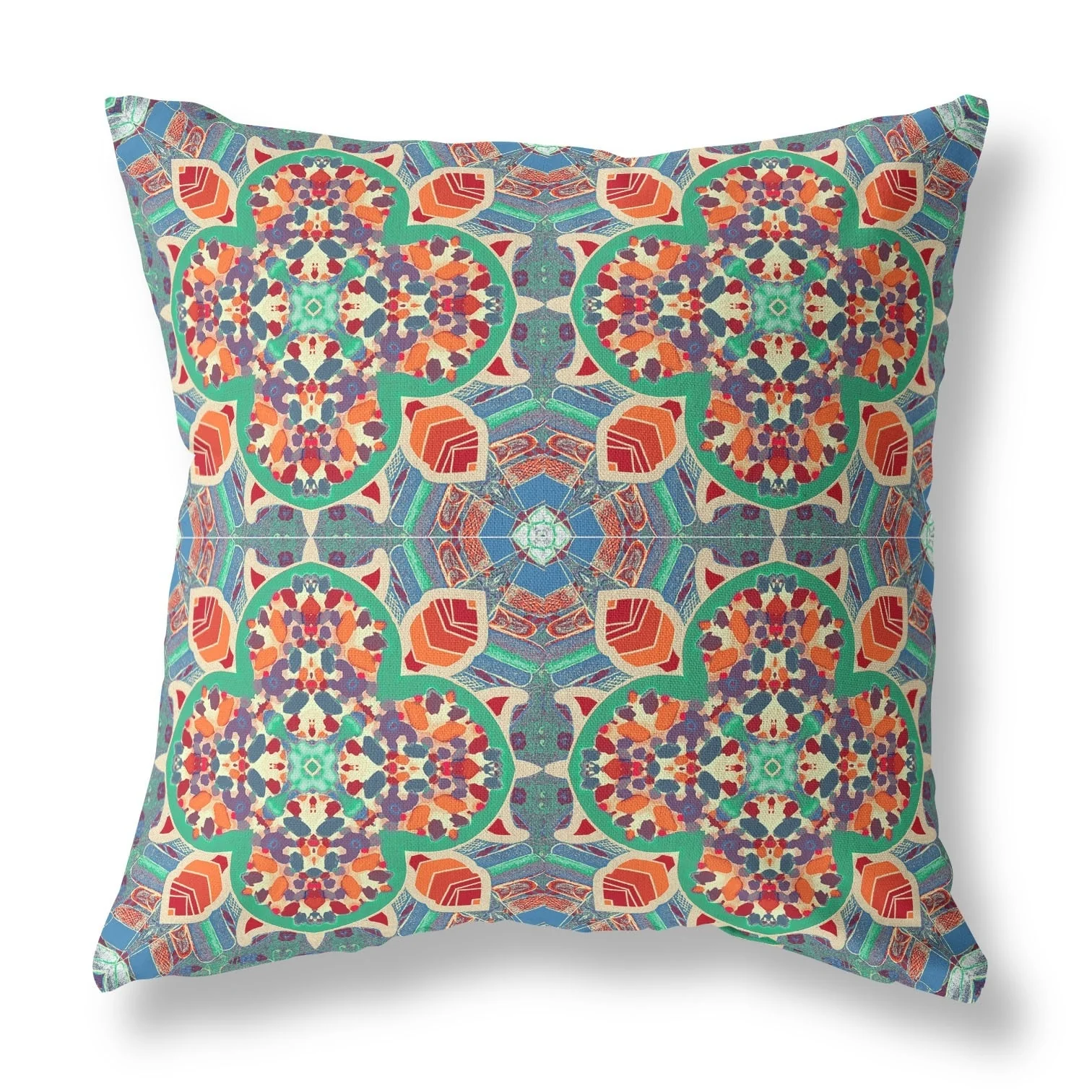 20" Orange Green Cloverleaf Indoor Outdoor Zippered Throw Pillow