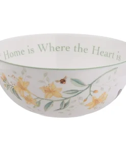 Lenox Butterfly Meadow "Home Is Where The Heart Is" Serving Bowl - White - 7.2 x 7.2 x 3