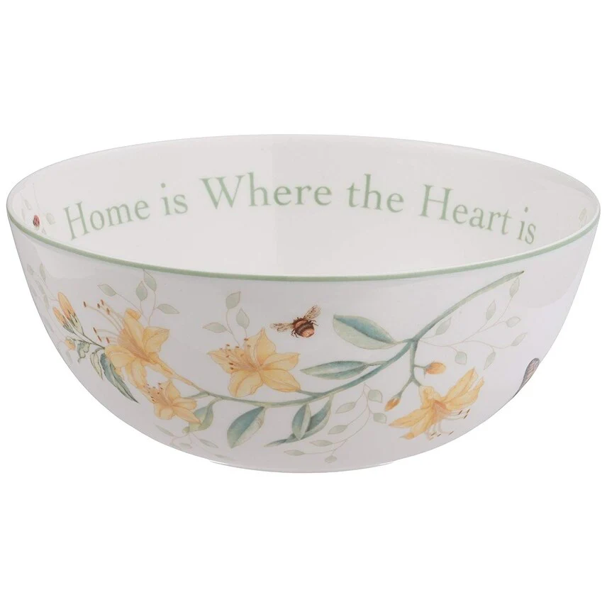 Lenox Butterfly Meadow "Home Is Where The Heart Is" Serving Bowl - White - 7.2 x 7.2 x 3