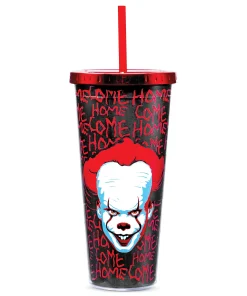 It Clown Double-Wall Insulated Foil Cup with Straw - 4 x 10.38 x 4