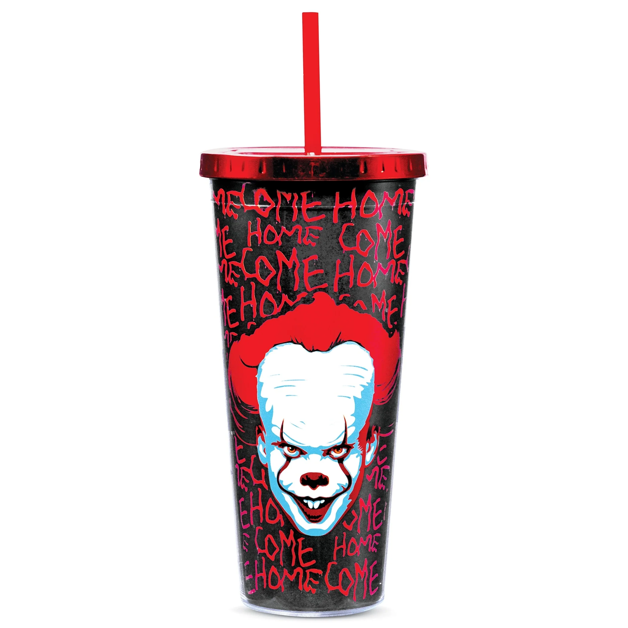 It Clown Double-Wall Insulated Foil Cup with Straw - 4 x 10.38 x 4