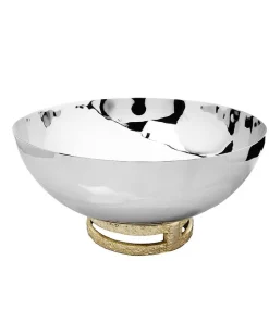 11.5" Stainless Steel Bowl with Gold Loop Base