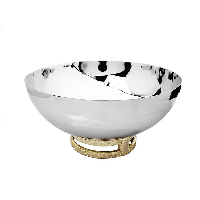 11.5" Stainless Steel Bowl with Gold Loop Base