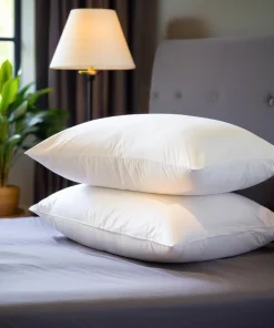 2 Pack Medium Soft Gusset Goose Feather Down Bed Pillows - White