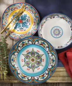 Euro Ceramica Zanzibar 4 Piece Dinner Plate Set - 10.63 in. x 10.63 in. x 1.1 in.