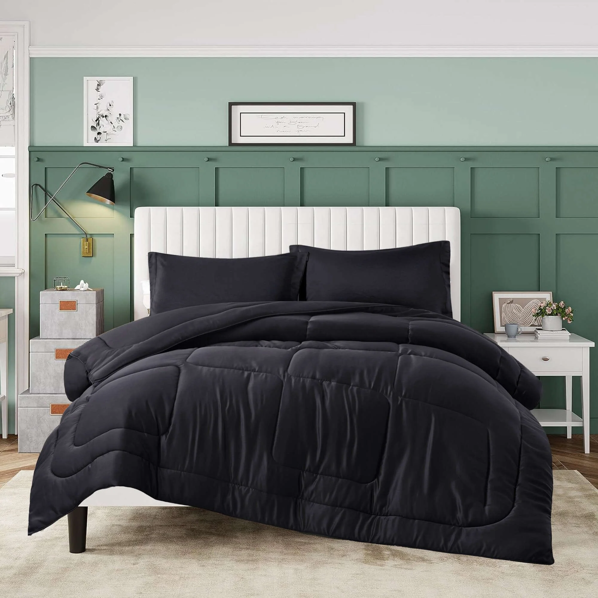 3 Piece Reversible Silky Luxury Soft Satin Comforter with 2 Satin Pillowcases