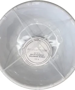 American Atelier White Bamboo Edge Design Melamine Bowls Set of 4 - 7.5-Inch