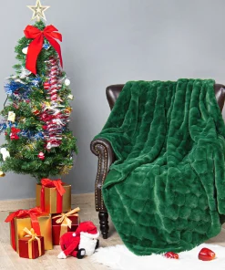 Christmas jacquard imitativerabbit fauxfur throw 50"x60"
