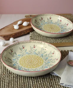 Euro Ceramica Ella 2 Piece Entree Bowl Set - Red - Service for Two