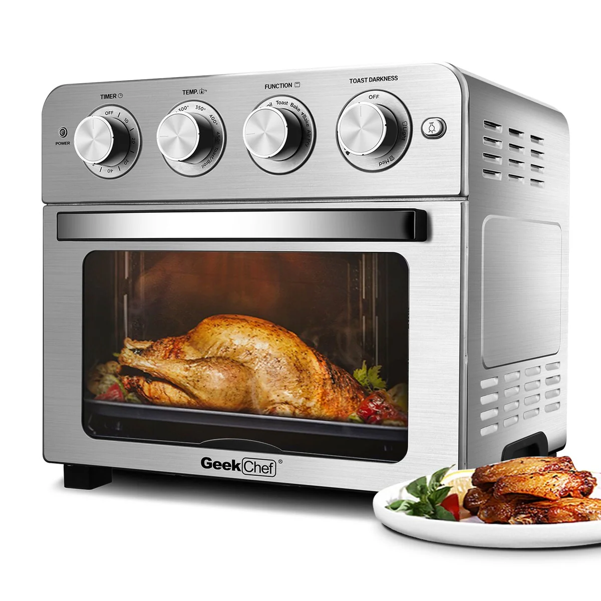Daily Boutik 1700W Geek Chef Stainless Steel Air Fryer Toaster Oven - 16.33" x 15.15" x 14.96"