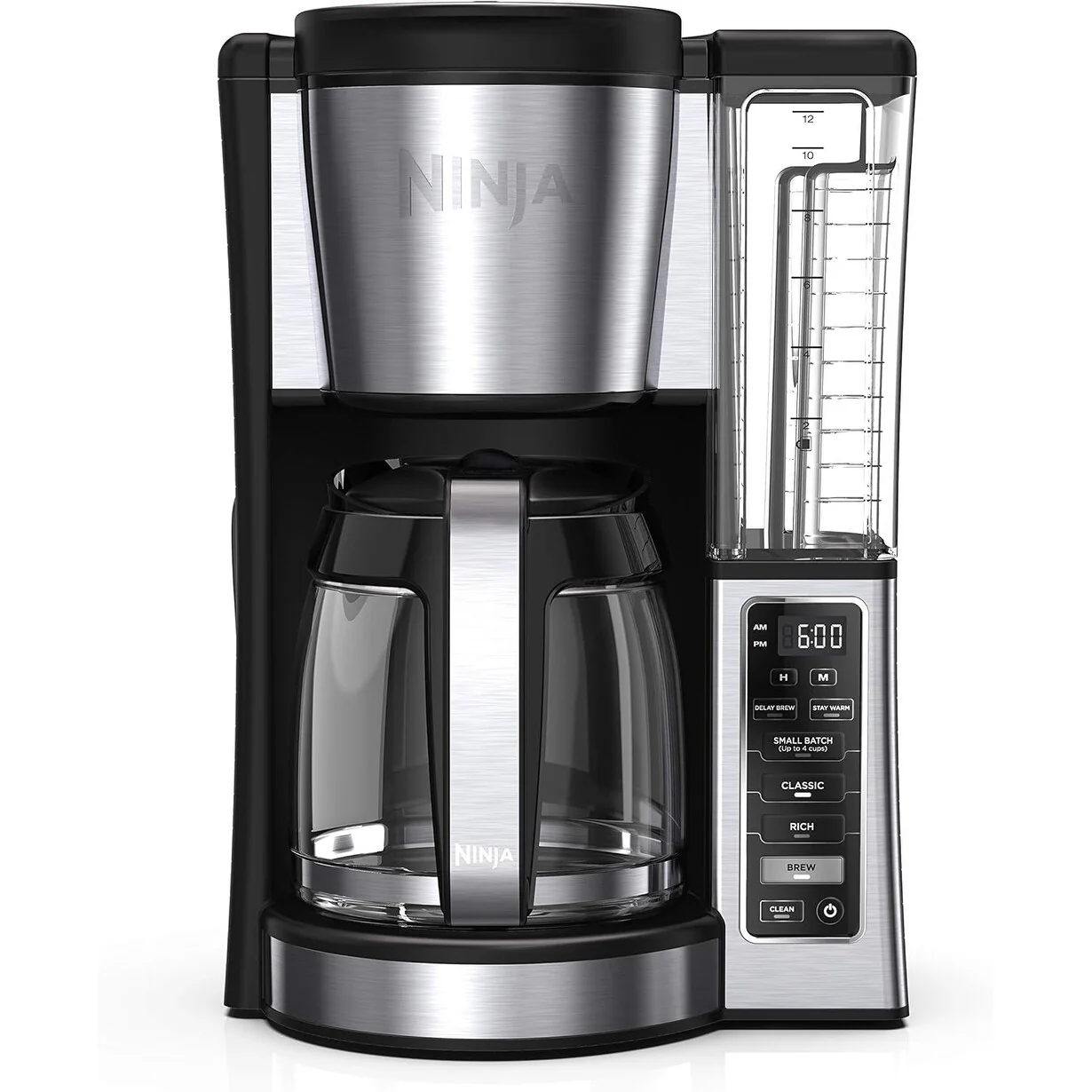 12-Cup Programmable Coffee Brewer, 2 Brew Styles, Adjustable Warm Plate, 60oz Reservoir, Delay Brew, Black Stainless