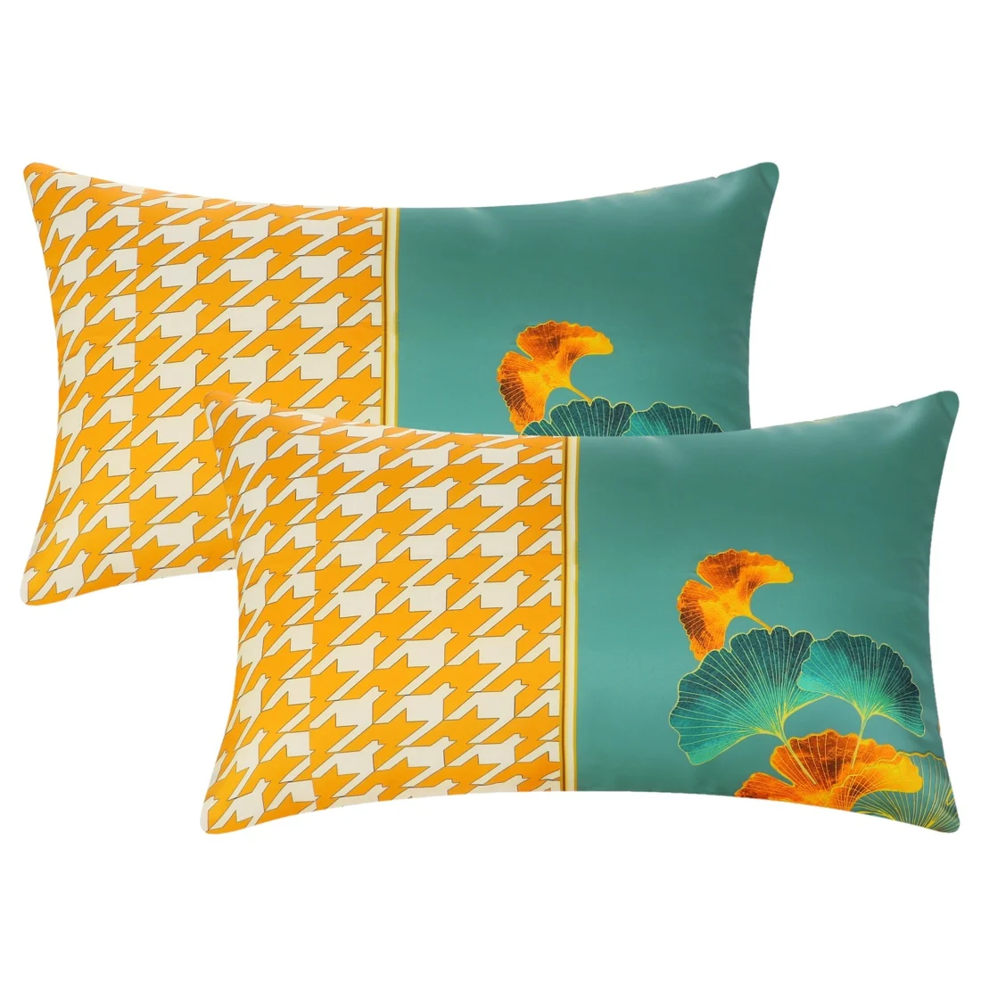 2 Pcs Patterned Flower Decorative Pillow Covers Satin Pillow Protector for Home