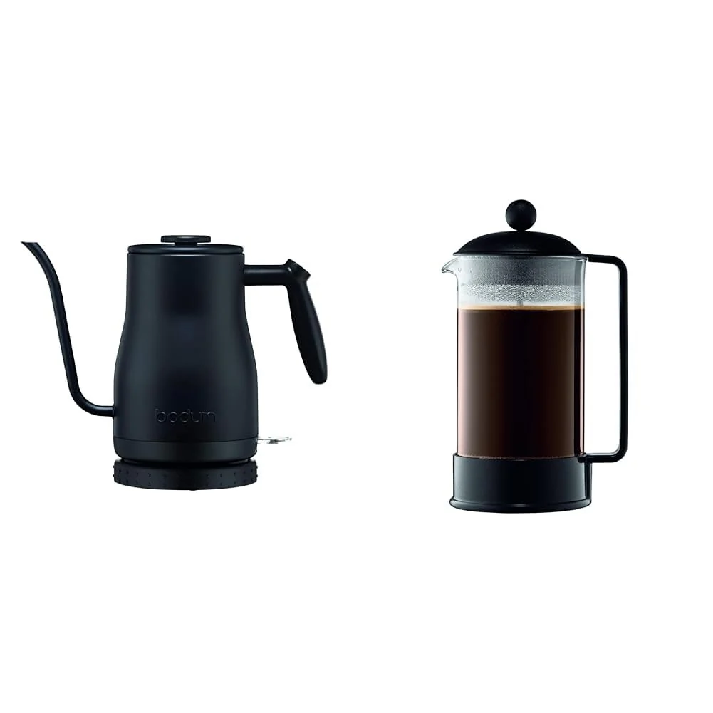 11940-01US Bistro Gooseneck Electric Water Kettle, 34 Ounce, Black Brazil French Press Coffee , 34 Ounce, Black