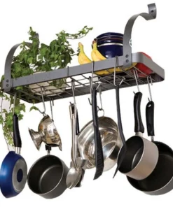 Daily Boutik Wall Mounted Metal Kitchen Storage Shelf Pot Rack - 16" x 24" x 10"