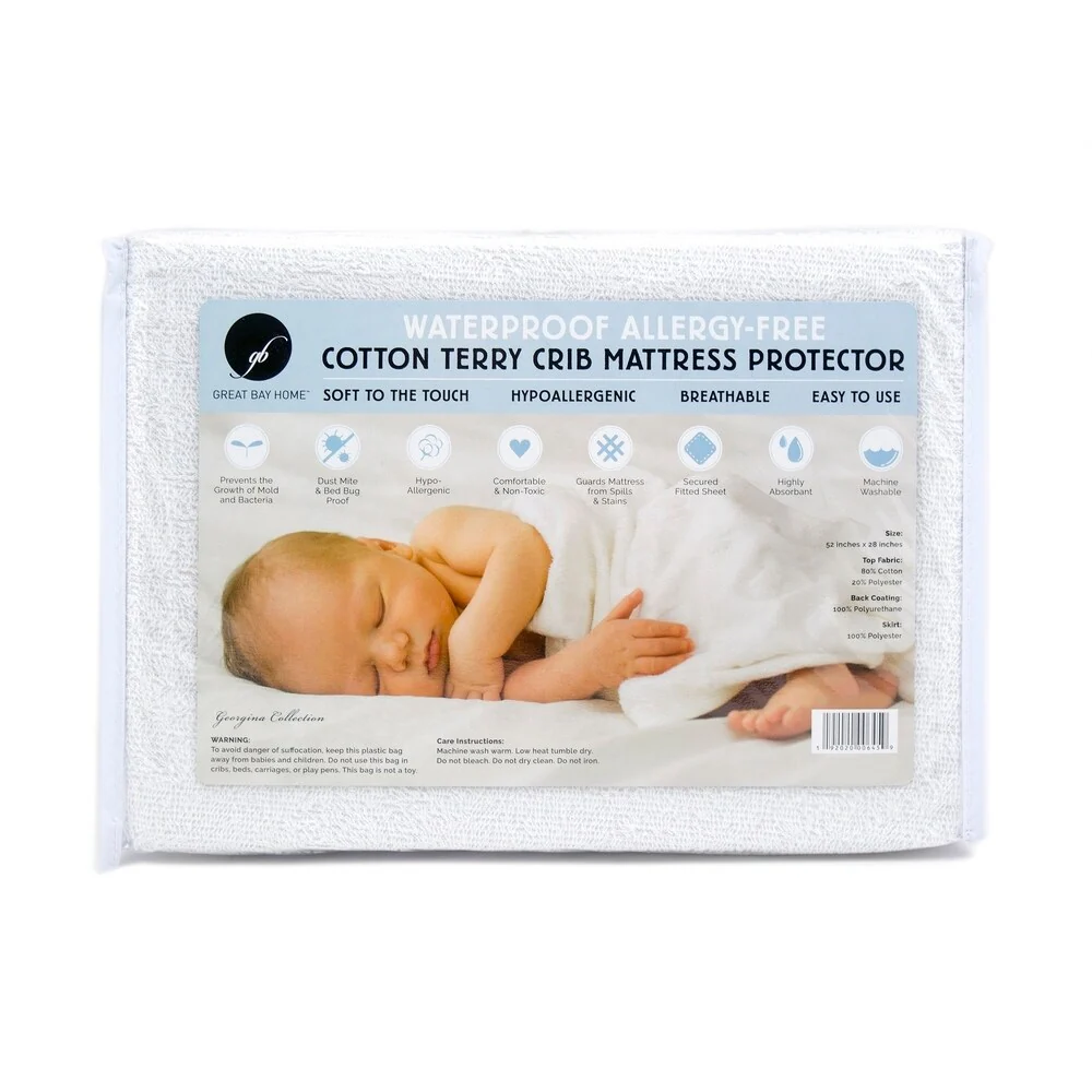 100% Waterproof and Hypoallergenic Crib Protector with Polyurethane Layer and Elasticized Skirt