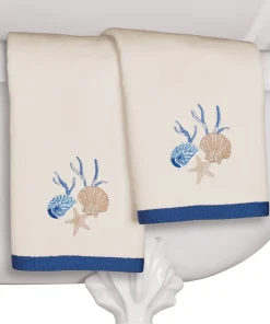 2-Piece Blue Lagoon Nautical Ocean-themed Hand Towel Set - 10.250 x 6.000 x 2.000