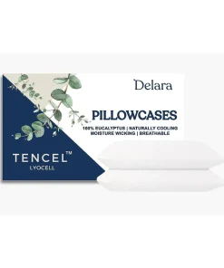 Delara 100% Eucalyptus Lyocell Tencel Pillowcase, Naturally Cooling, Super Soft, Moisture-Wicking, Smooth & Breathable